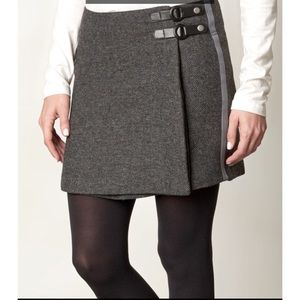 Prana Quincy Coal Wool Blend Buckle Wrap Skirt